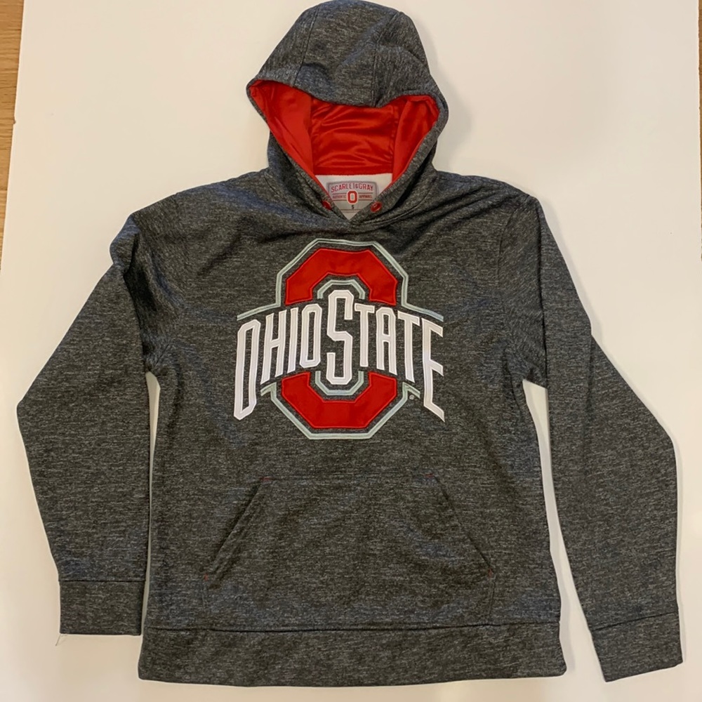 Ohio State authentic hoodie. Adult S. Scarlet & Grey.